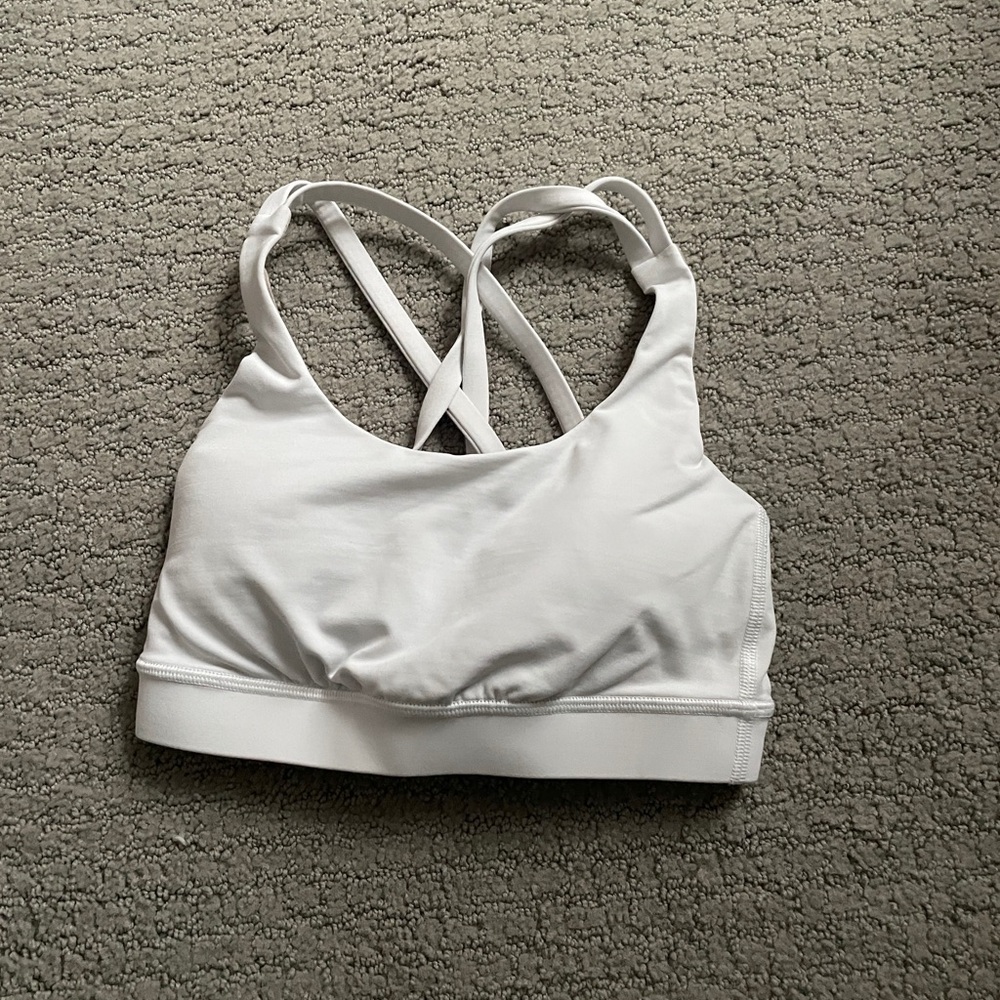 White Lulu sports bra